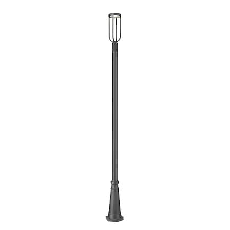 Z-Lite Leland Outdoor Post Mounted Fixture, 1-Light, 10 In.W x 112.5 In.H, Sand Black/Sand Blast 5005PHM-519P-BK-LED